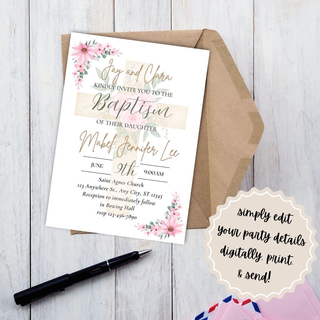 Printable Baptism Invitation | Baptism | Editable Baptism Invitation | Catholic Sacraments | Baby's Baptism | Baptism Decorations | Canva