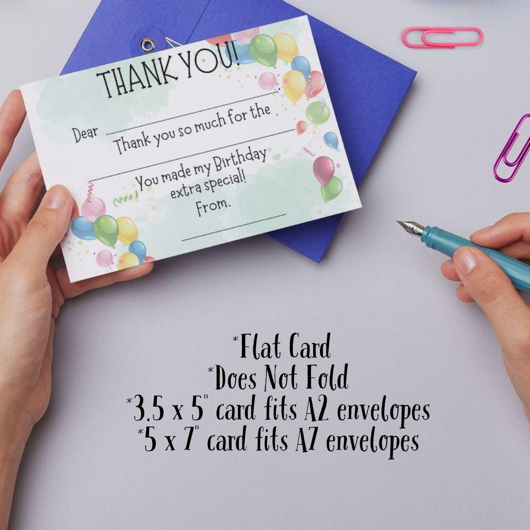 Printable Fill In the Blank Thank You Cards | Fill in the Blank | Kids Thank You Cards | Kids Birthday Party | Digital Download | Printable