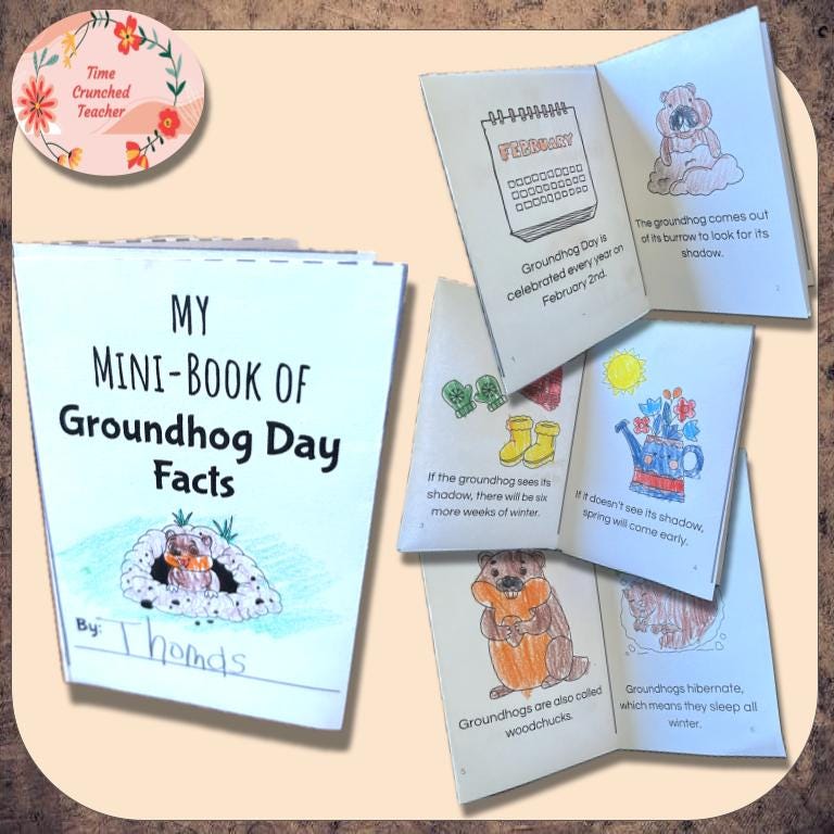 Printable Groundhog Day Mini Book | Groundhog Activity for kids | Kids Craft | Groundhog Day Lesson for kids | 2nd Grade
