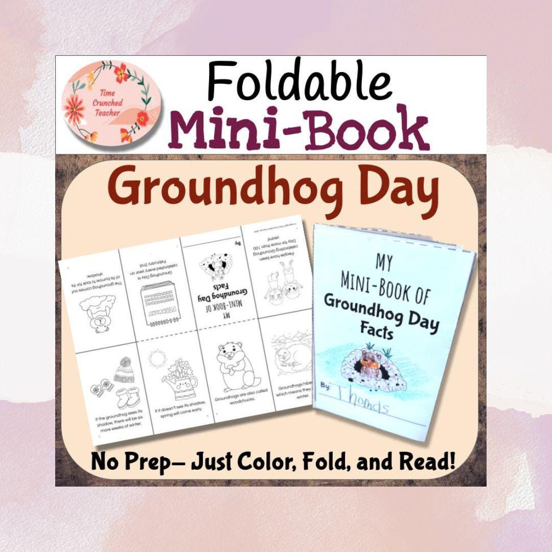 Printable Groundhog Day Mini Book | Groundhog Activity for kids | Kids Craft | Groundhog Day Lesson for kids | 2nd Grade
