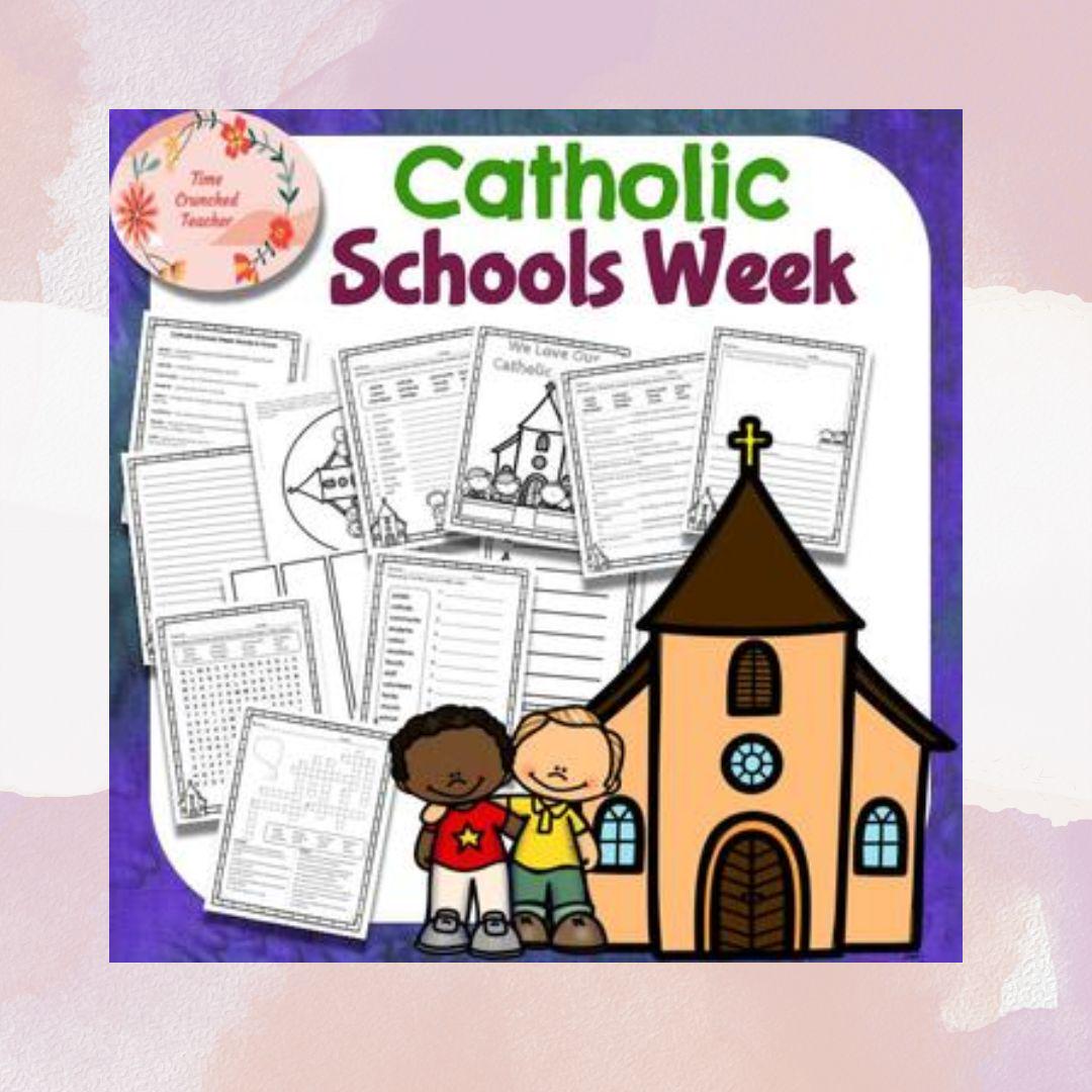 Printable Catholic Schools Week Unit | 12 Pages of No Prep Catholic Schools Week Activities | Digital Download | Sunday School Craft
