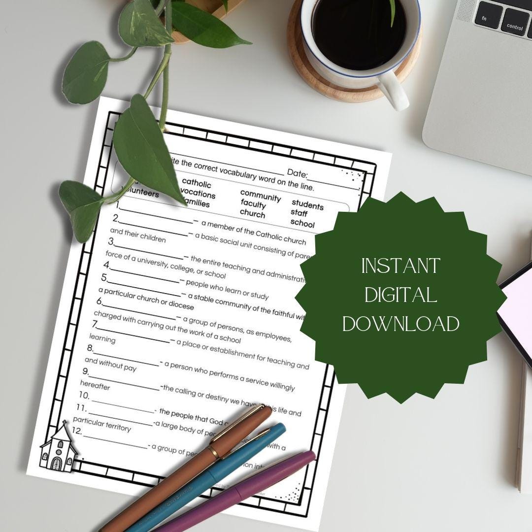 Printable Catholic Schools Week Unit | 12 Pages of No Prep Catholic Schools Week Activities | Digital Download | Sunday School Craft