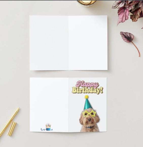 Printable Foldable Birthday Card | 5 x7 Card | Birthday Card for Kids | Dog | Party Animal Birthday | Print at home | Digital Download