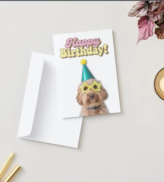 Printable Foldable Birthday Card | 5 x7 Card | Birthday Card for Kids | Dog | Party Animal Birthday | Print at home | Digital Download