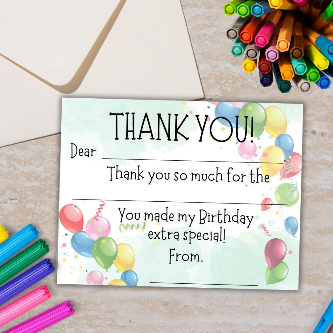 Printable Fill In the Blank Thank You Cards | Fill in the Blank | Kids Thank You Cards | Kids Birthday Party | Digital Download | Printable