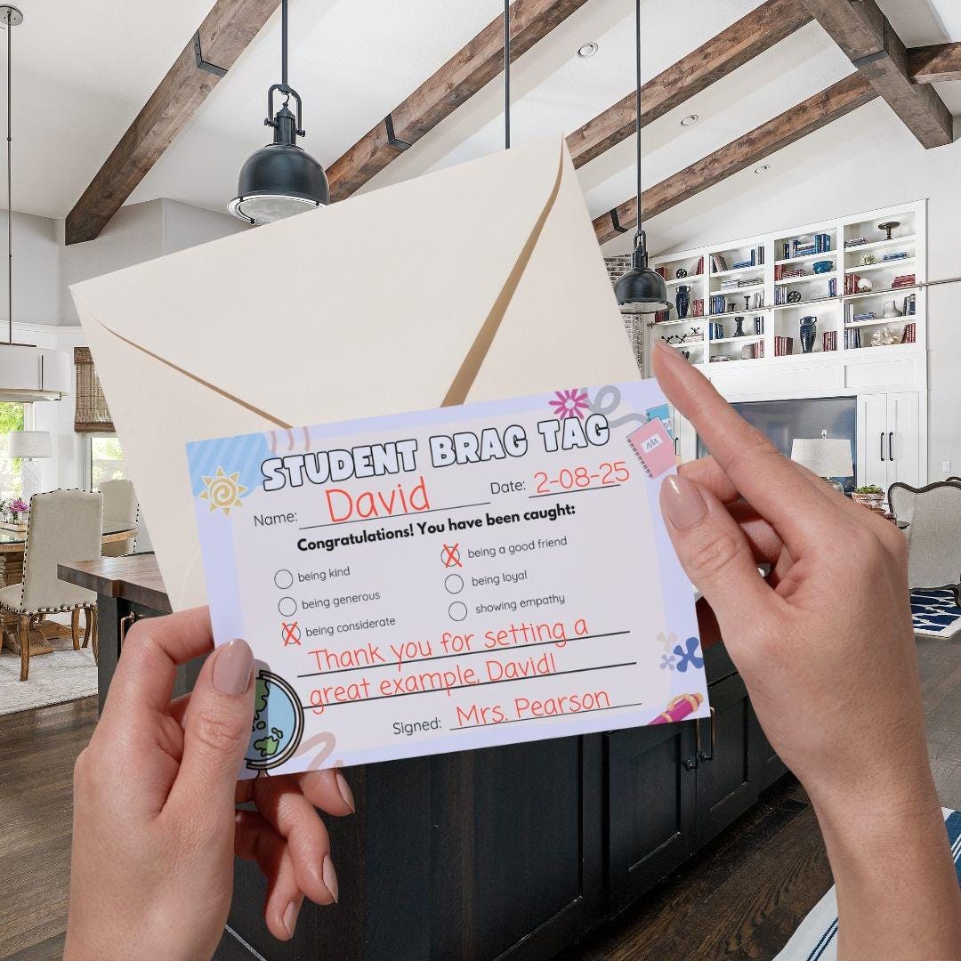 Printable Fill In the Blank Brag Tags | Teacher Notecards | Happy Note | Teacher Parent Communication | Digital Download | Printable