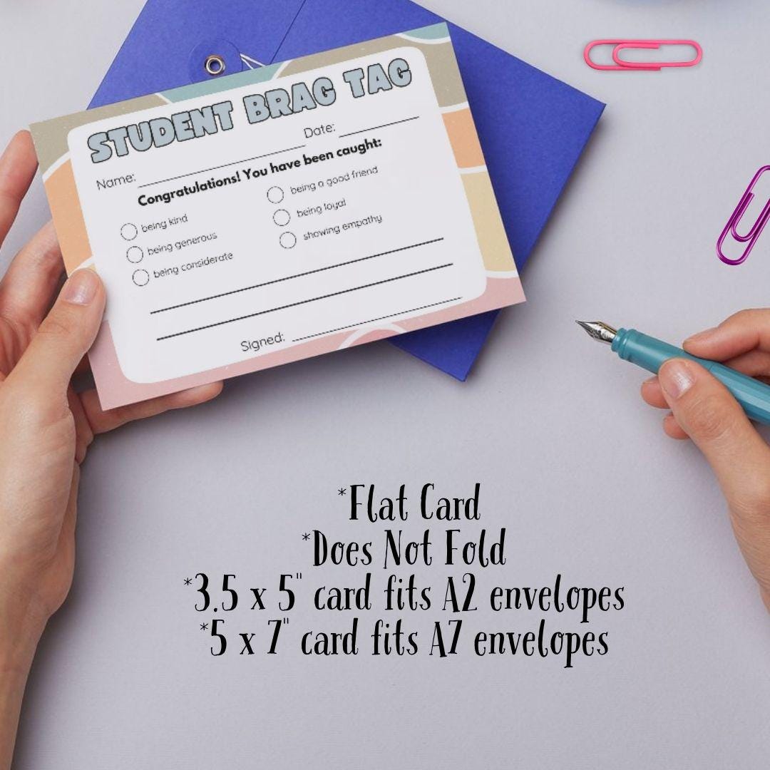 Printable Pastel Fill In the Blank Brag Tags | Teacher Notecards | Happy Note | Teacher Parent Communication | Digital Download | Printable