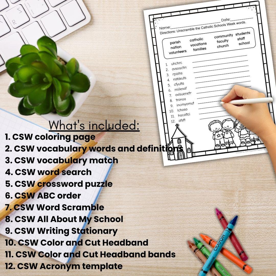 Printable Catholic Schools Week Unit | 12 Pages of No Prep Catholic Schools Week Activities | Digital Download | Sunday School Craft