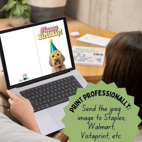 Printable Foldable Birthday Card | 5 x7 Card | Birthday Card for Kids | Dog | Party Animal Birthday | Print at home | Digital Download