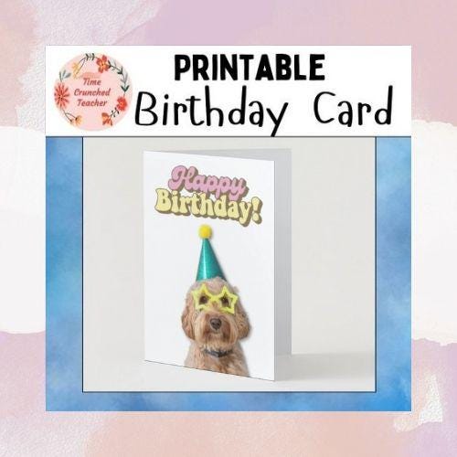 Printable Foldable Birthday Card | 5 x7 Card | Birthday Card for Kids | Dog | Party Animal Birthday | Print at home | Digital Download