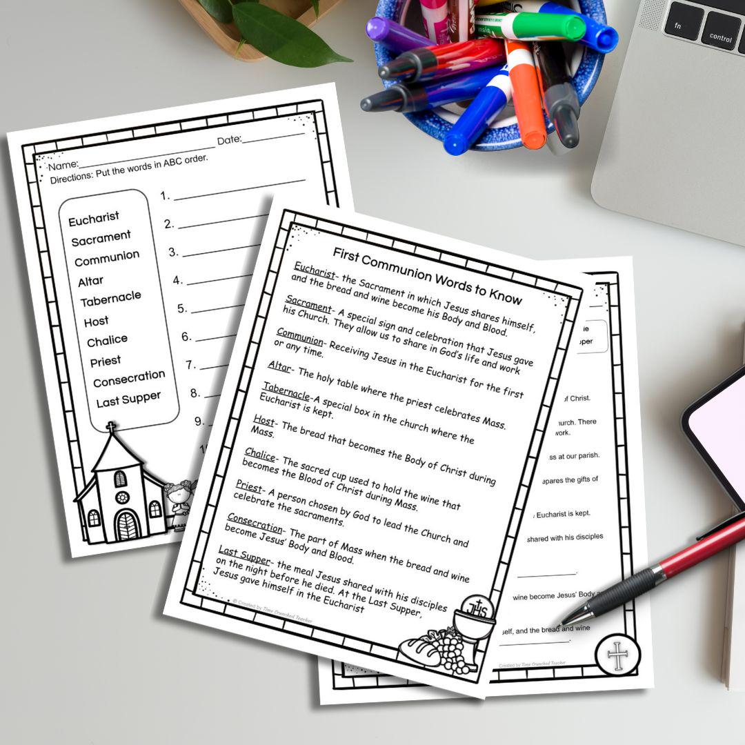 Printable Catholic First Communion Unit: 10 Pages of First Eucharist Prep Activities | First Communion Prep | First Holy Communion