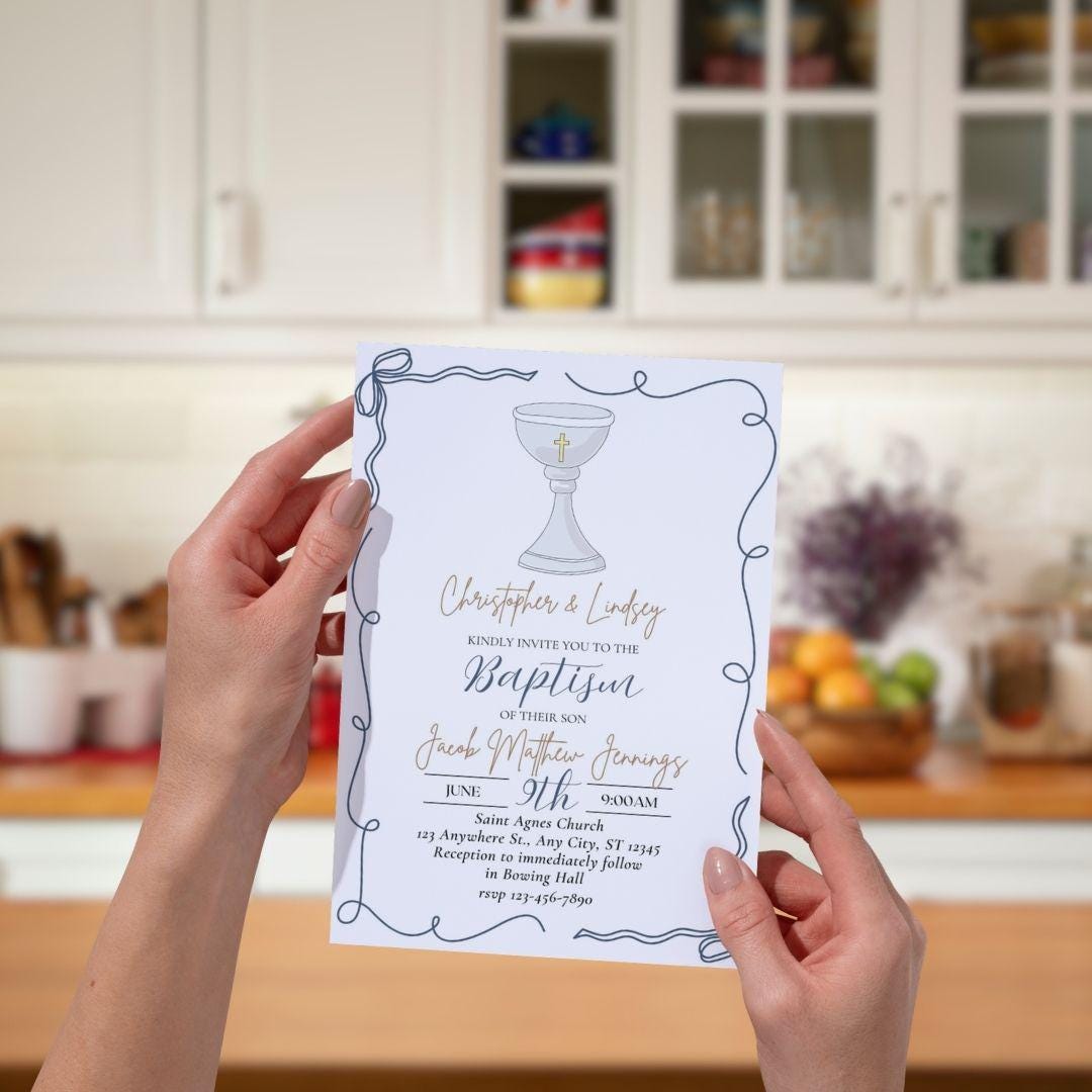 Printable Baptism Invitation | Baptism | Baby's Baptism Invitation | Catholic Sacraments | Baby Boy's Baptism | Baptism Decorations | Canva
