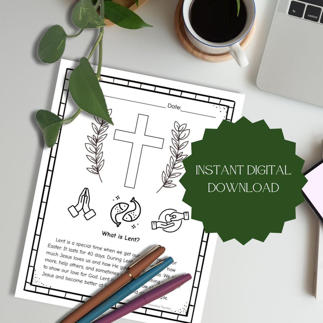 Printable Catholic Lent Unit: 10 Pages of Lent Activities for kids | Church Seasons Lesson | Catholic Sunday School | Lent Lesson for Kids