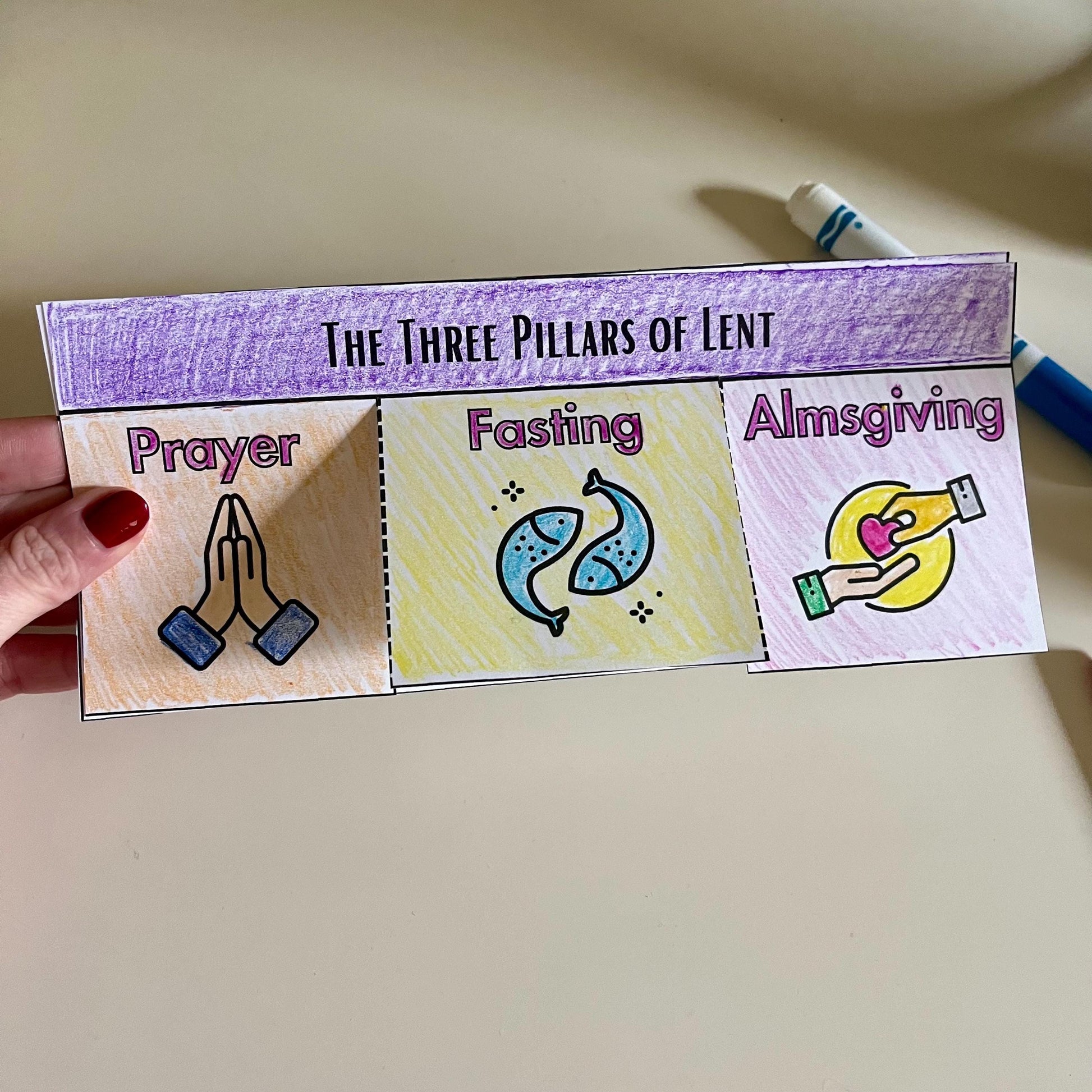 Printable Catholic Lent Flap Book | Three Pillars of Lent Lift A Flap Book | Lent Craft for Kids | Printable Sunday School Craft