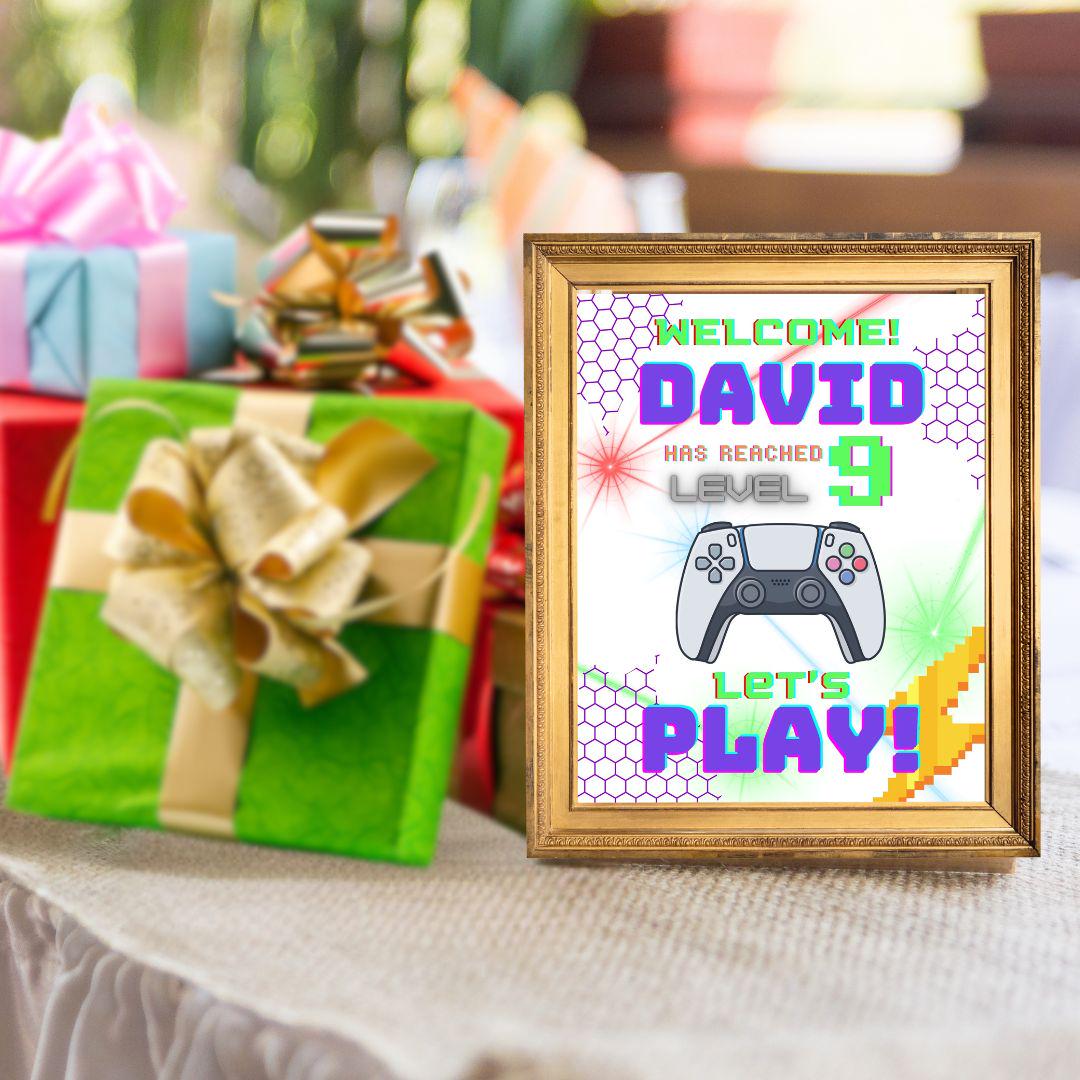 Printable Birthday Party Welcome Sign | Gamer Birthday | Birthday Poster Canva Template | Editable Kids Birthday Poster