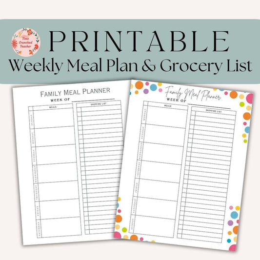 Meal Planner Printable, Weekly Food Diary, Meal Tracker, Food Journal, Menu Plan, Grocery List, Fitness, Health, Minimalist | PDF download