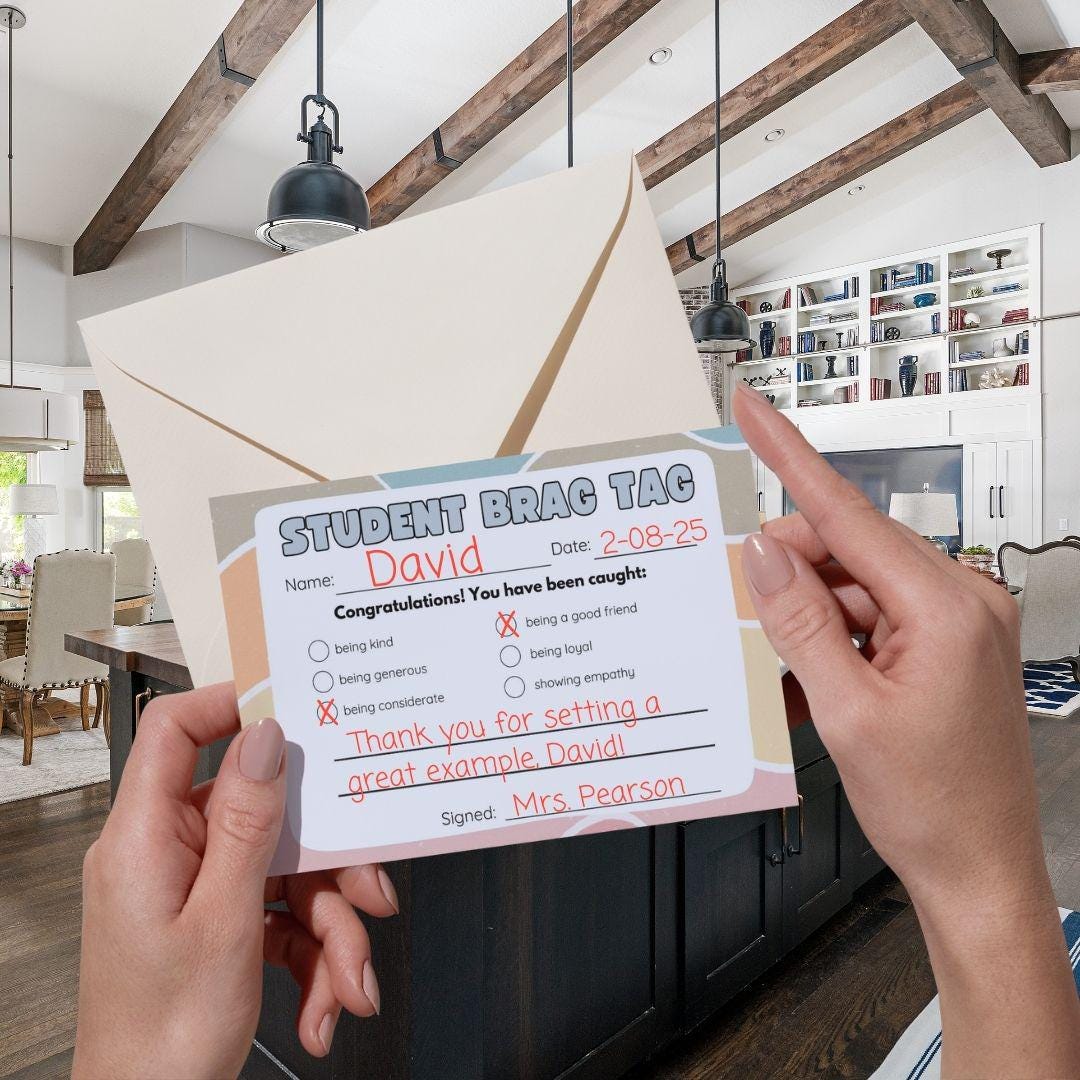 Printable Pastel Fill In the Blank Brag Tags | Teacher Notecards | Happy Note | Teacher Parent Communication | Digital Download | Printable