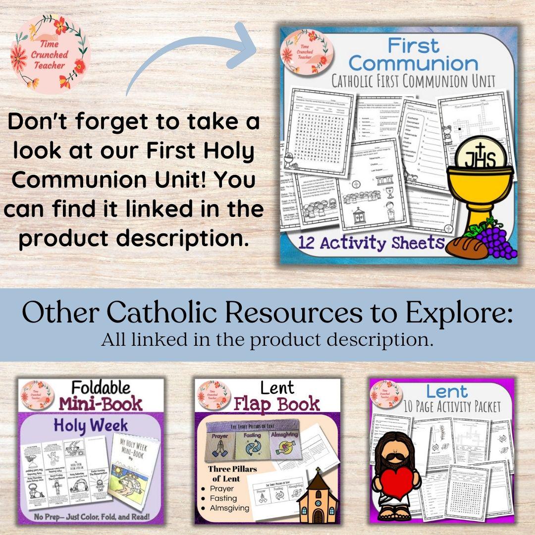 Mary Mother of Jesus Activities | Catholic Printable Packet | May Crowning Craft | Marian Worksheets for Kids | CCD Homeschool