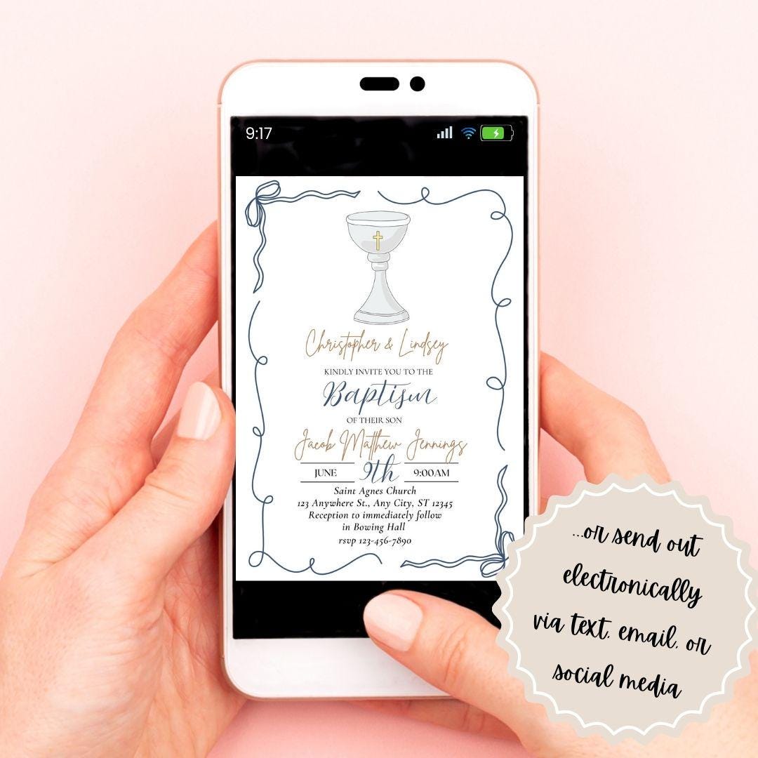 Printable Baptism Invitation | Baptism | Baby's Baptism Invitation | Catholic Sacraments | Baby Boy's Baptism | Baptism Decorations | Canva