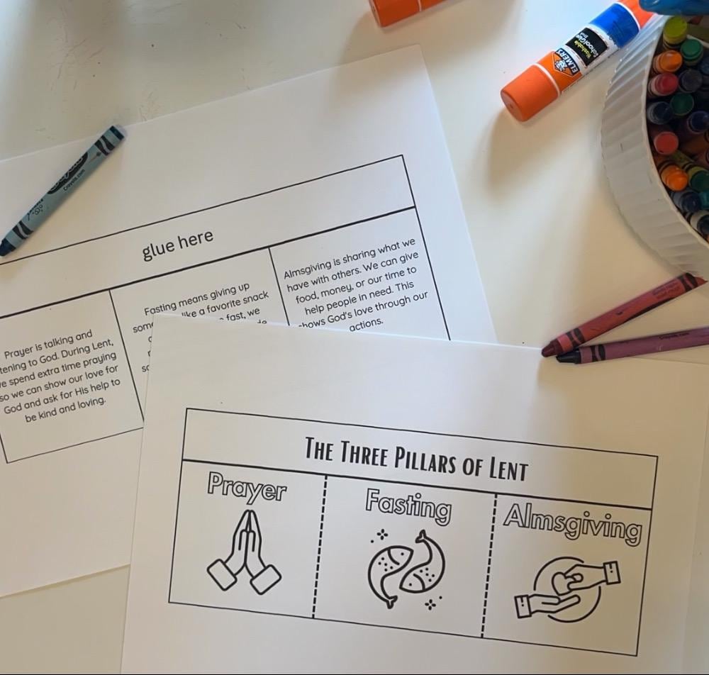 Printable Catholic Lent Flap Book | Three Pillars of Lent Lift A Flap Book | Lent Craft for Kids | Printable Sunday School Craft