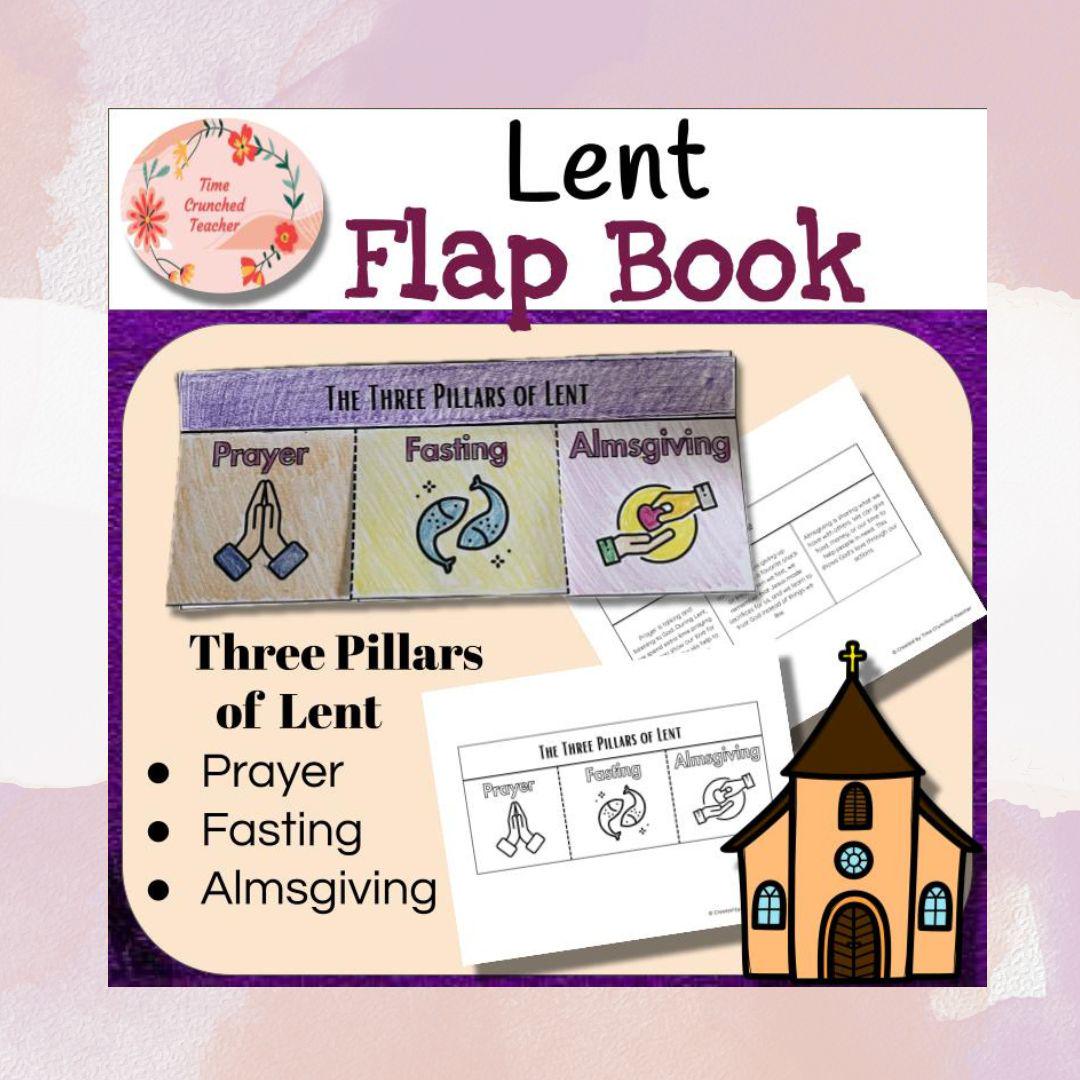 Printable Catholic Lent Flap Book | Three Pillars of Lent Lift A Flap Book | Lent Craft for Kids | Printable Sunday School Craft