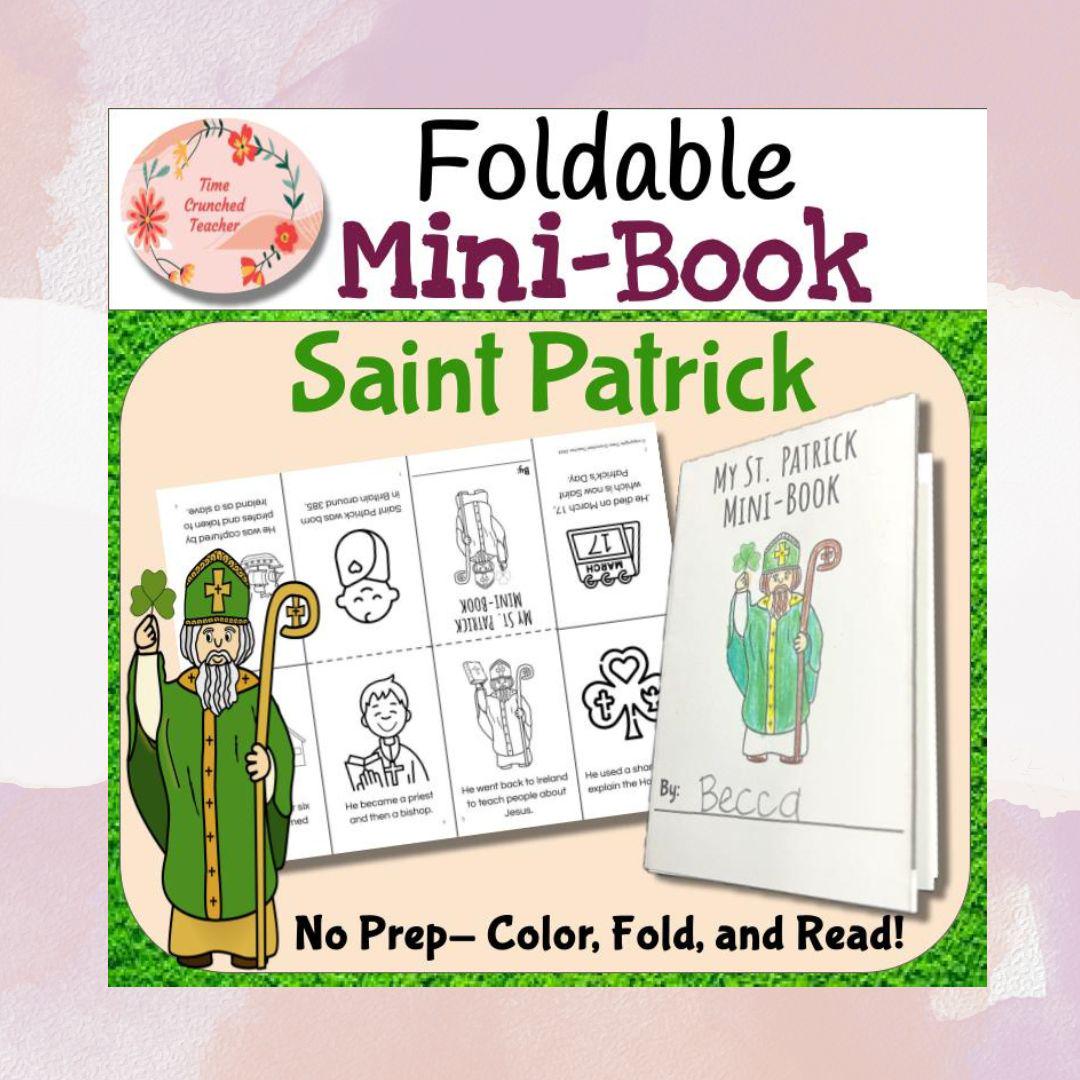 Printable Saint Patrick Mini Book | St. Patrick Activity for kids | Kids Craft | Catholic Saint Lesson for kids | Sunday School Lesson