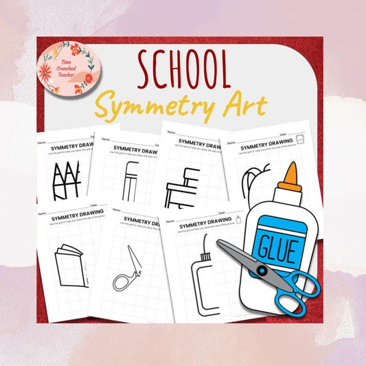 Back to School Art | Kids Art | Symmetry Art | Finish the Picture Art Activity and Math Lesson | Digital Download | Back to School Craft