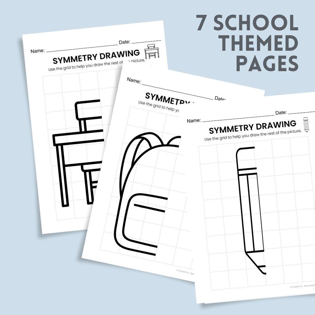 Back to School Art | Kids Art | Symmetry Art | Finish the Picture Art Activity and Math Lesson | Digital Download | Back to School Craft