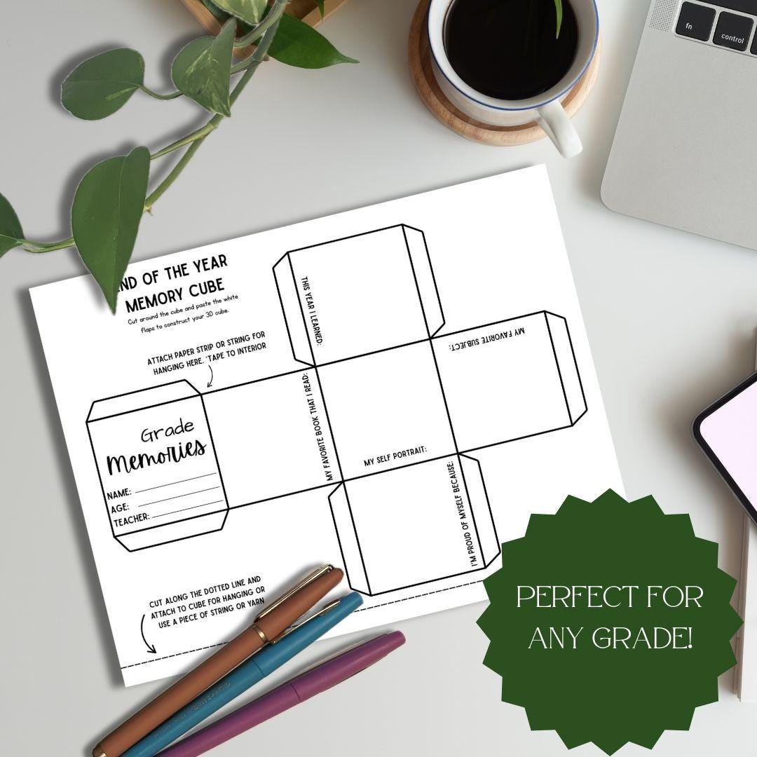 End of Year Memory Cube Craft | Last Week of School Keepsake Craft | End of the School Year Memories | Last Day of School | Digital Download