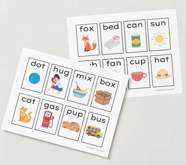 Short Vowel Flashcards | CVC Words with Pictures | Kindergarten Phonics | digital download | Emergent Literacy | Vowel Matching Game