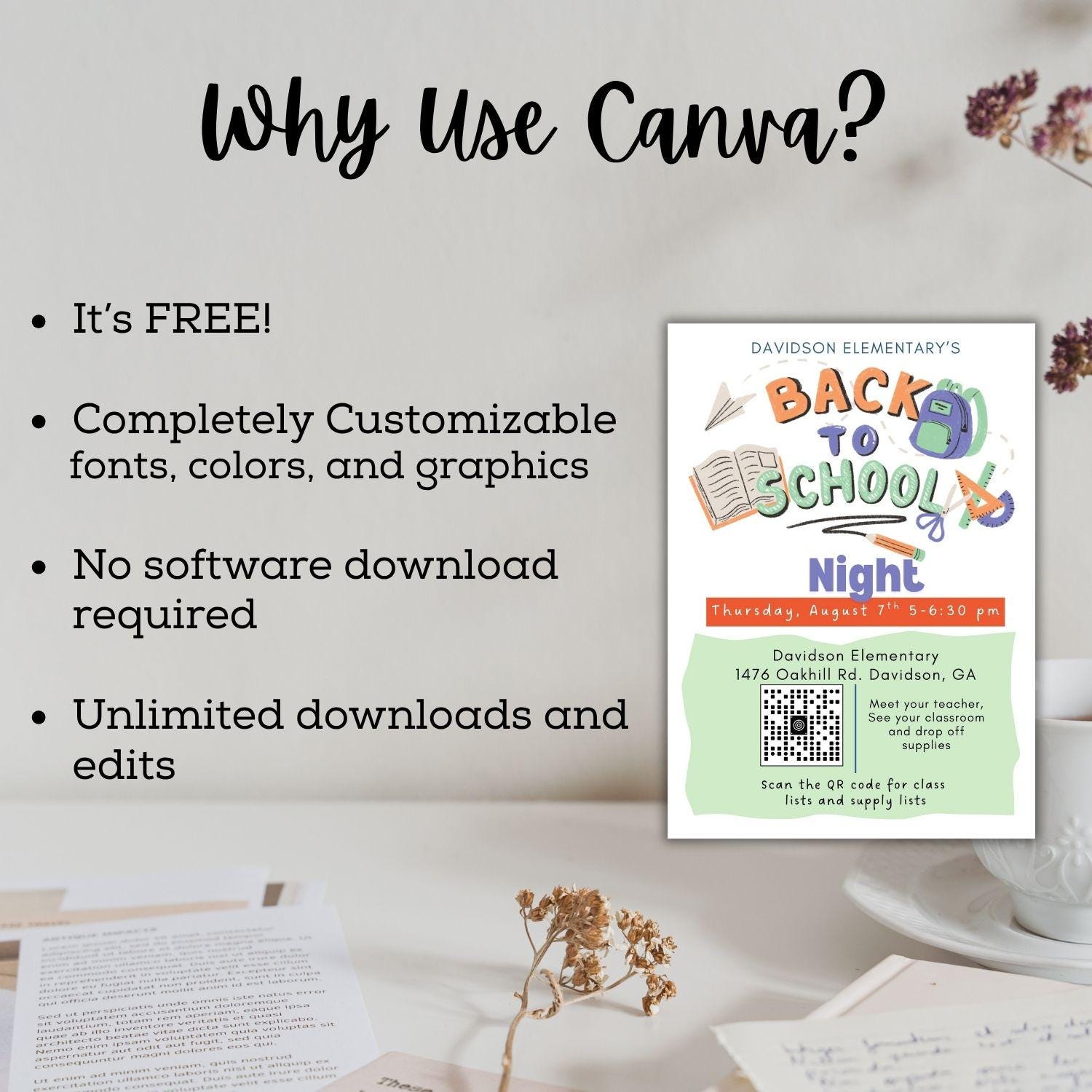 Printable Back to School Night Invitation | Back to School | Editable Parent Night Invitation | Meet the Teacher | Canva Template |