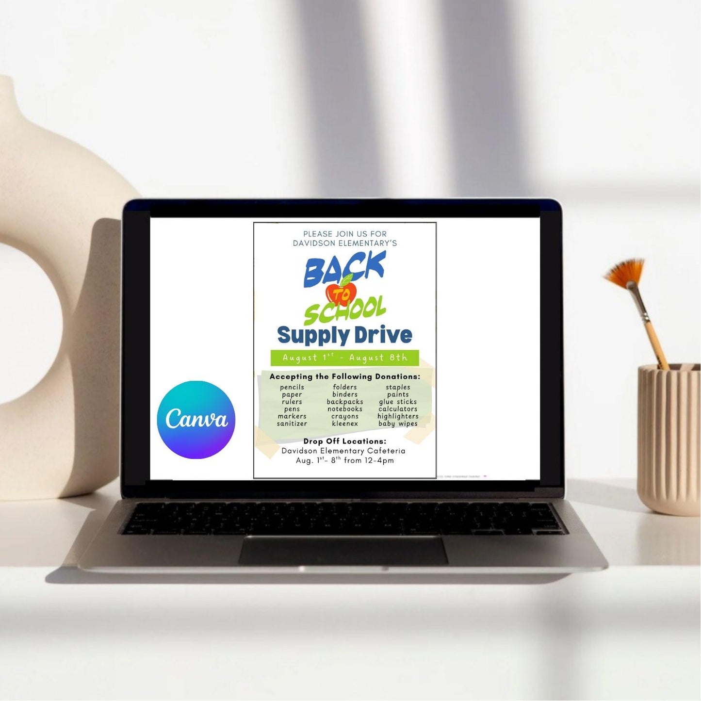 Printable Back to School Supply Drive | School Supply Drive | Back to School | Editable Template | Canva Template | Editable Poster