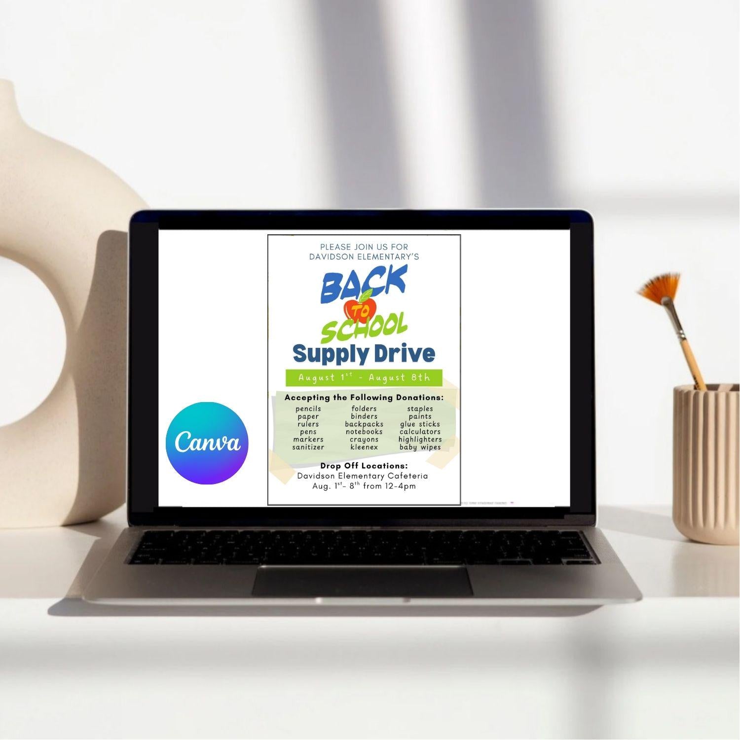 Printable Back to School Supply Drive | School Supply Drive | Back to School | Editable Template | Canva Template | Editable Poster