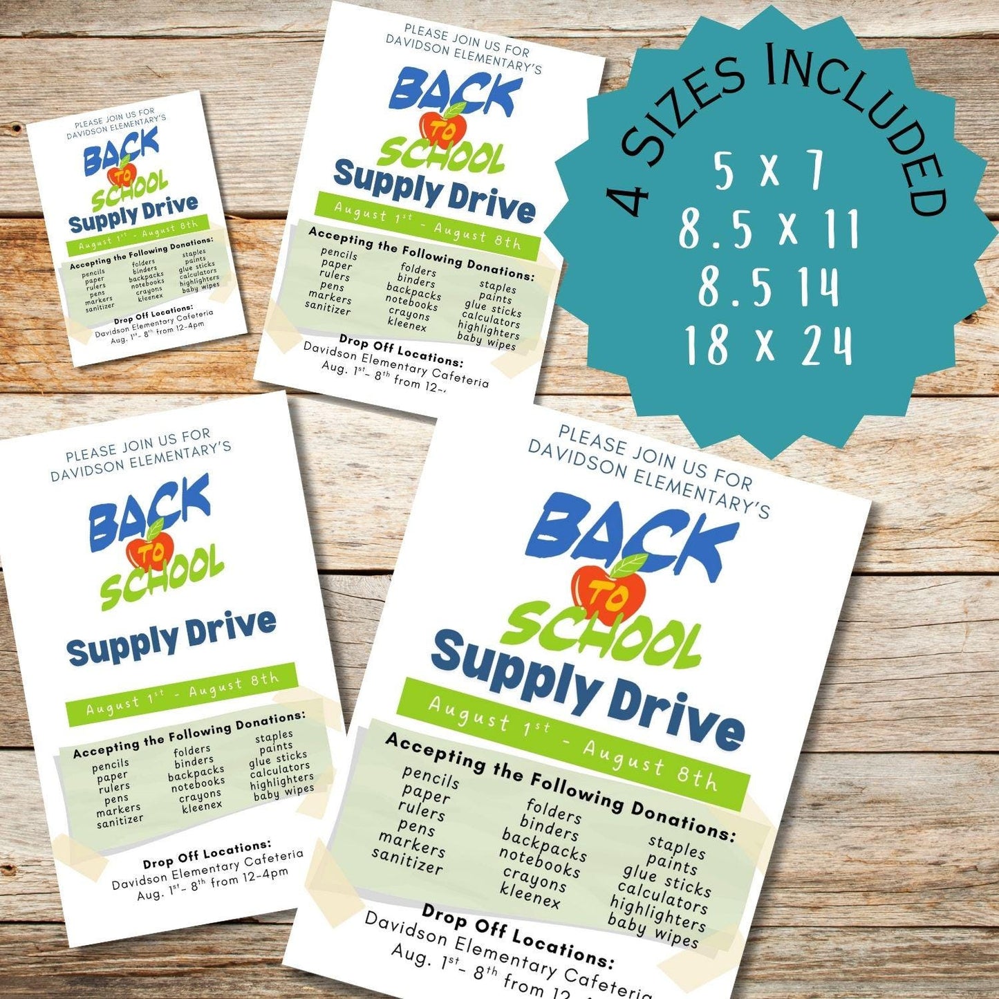 Printable Back to School Supply Drive | School Supply Drive | Back to School | Editable Template | Canva Template | Editable Poster