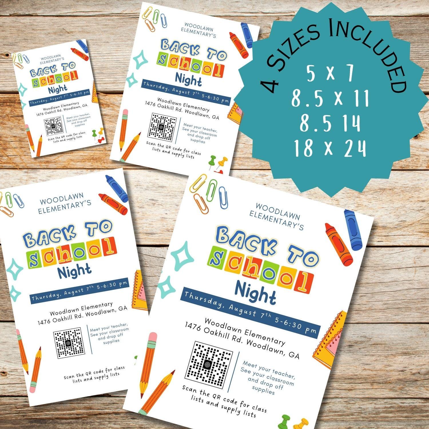 Printable Back to School Night Invitation | Back to School | Editable Parent Night Invitation | Meet the Teacher | Canva Template |