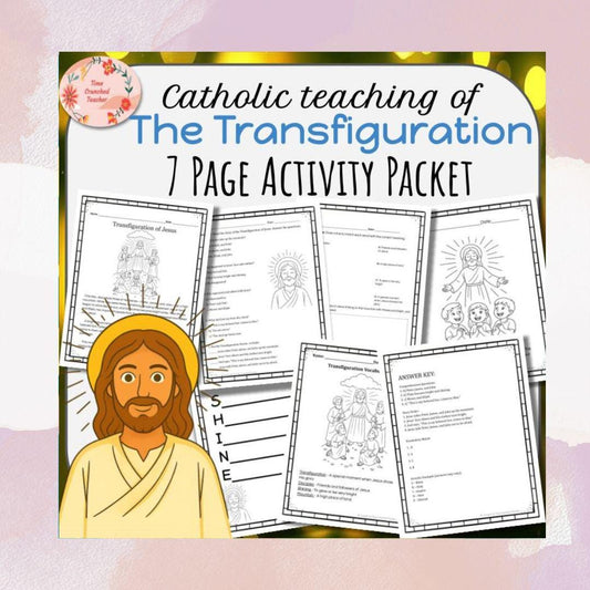 Printable Catholic Transfiguration of Jesus Lesson for Kids | Catholic School Lesson | Catholic Lessons for Kids | Catholic Feast Days