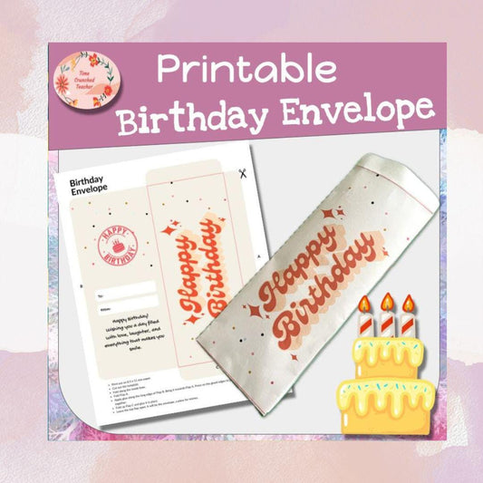 Printable Birthday Envelope | Printable Gift Card Holder | Printable Birthday Money Gift Envelope | Digital Download