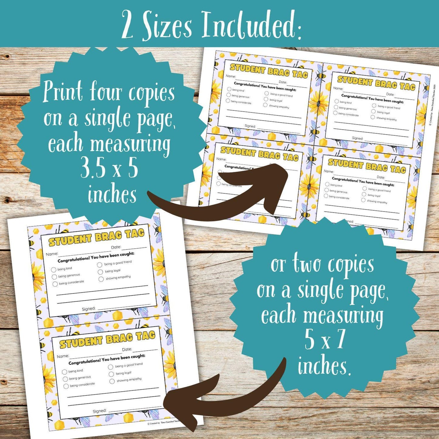 Bee Themed Printable Fill In the Blank Brag Tags | Teacher Notecards | Happy Note | Teacher Parent Communication | Digital Download
