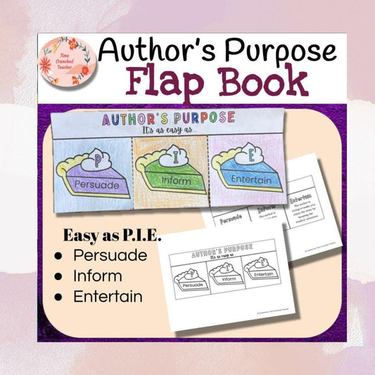 Printable Author's Purpose Flap Book: Persuade, Inform, Entertain | Reading Interactive Notebook | 2nd grade Language Arts | Writing Skills