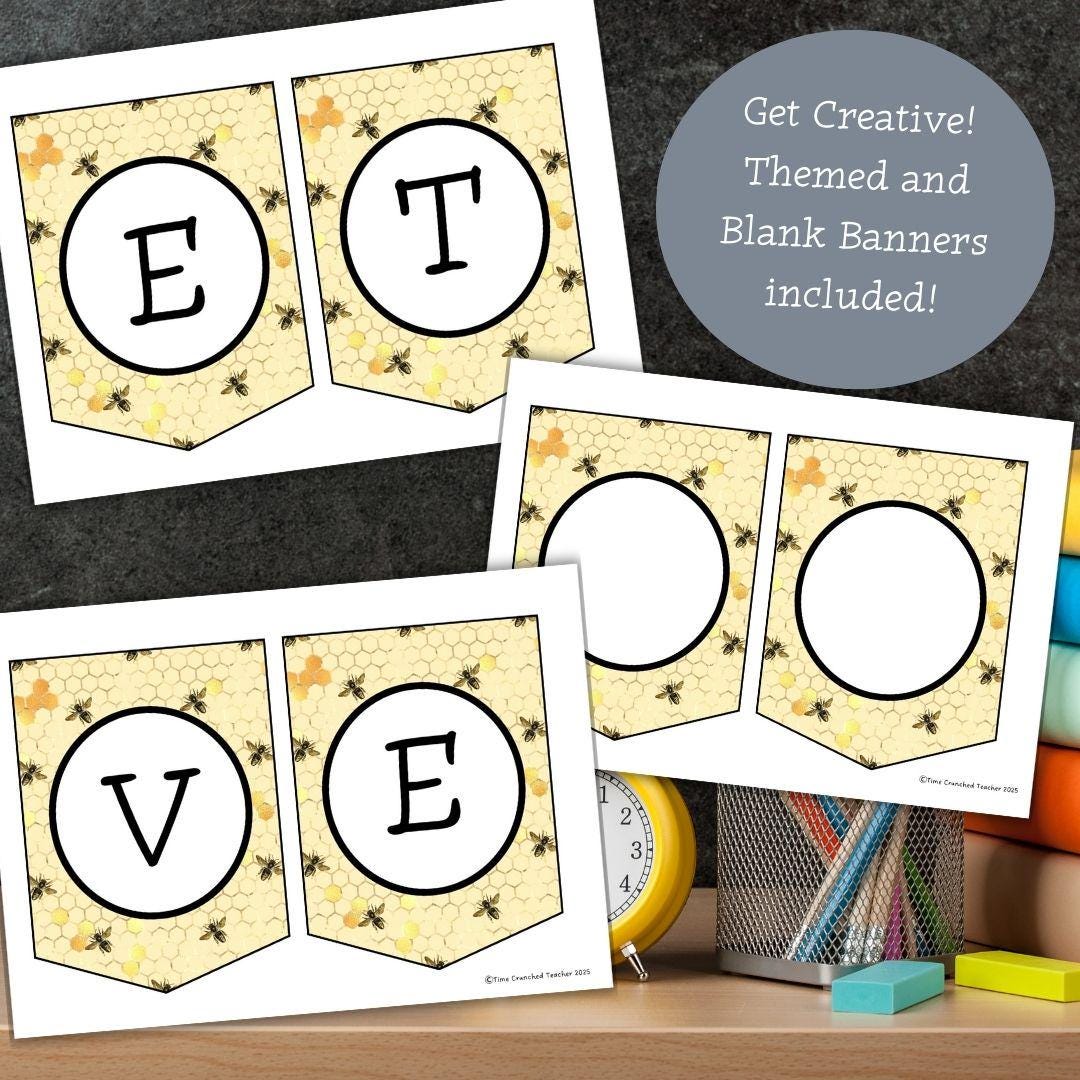 Bee Themed “Welcome to the Hive” Banner | Printable Classroom Banner | Back to School | Honeycomb Themed | Printable Bulletin Board Decor
