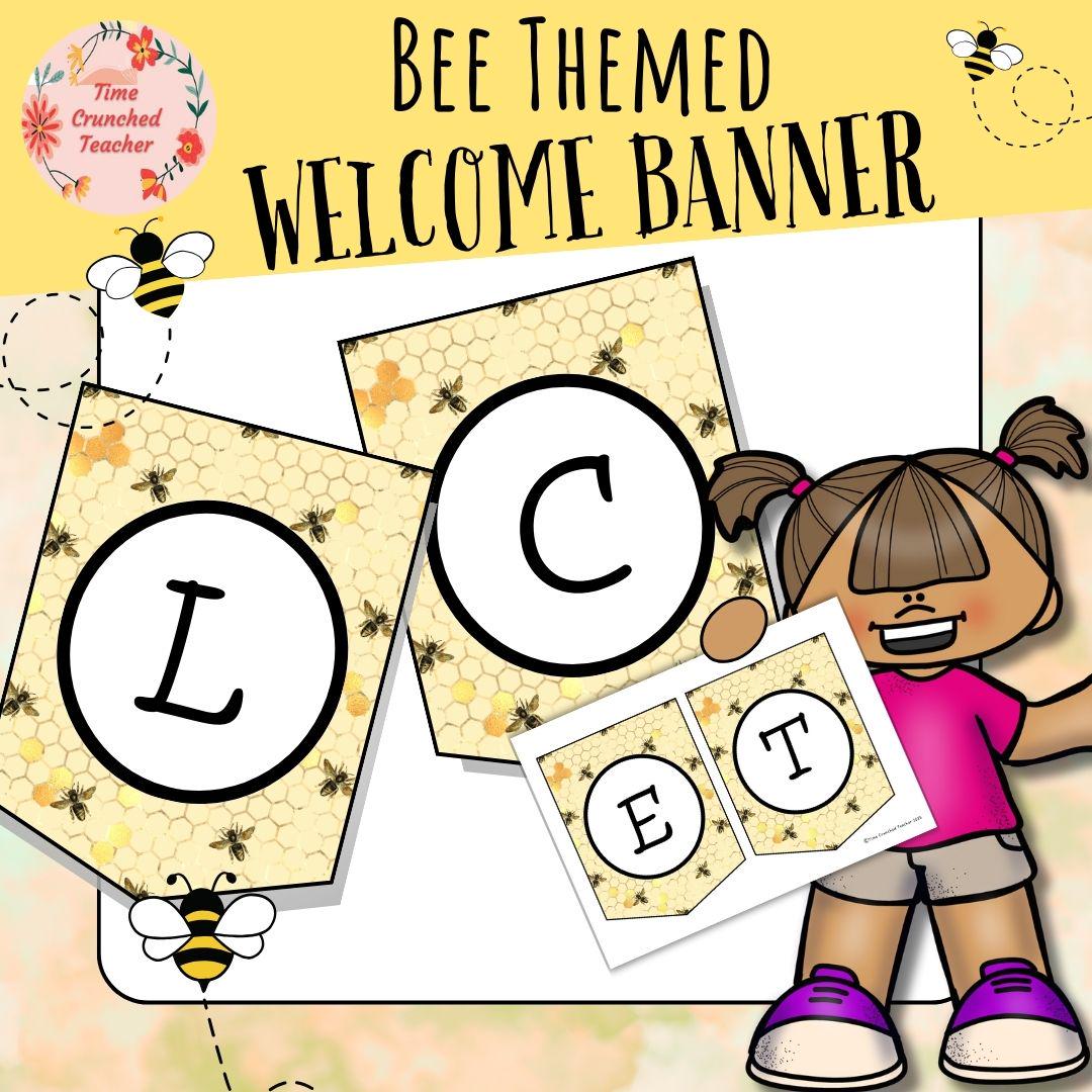 Bee Themed “Welcome to the Hive” Banner | Printable Classroom Banner | Back to School | Honeycomb Themed | Printable Bulletin Board Decor