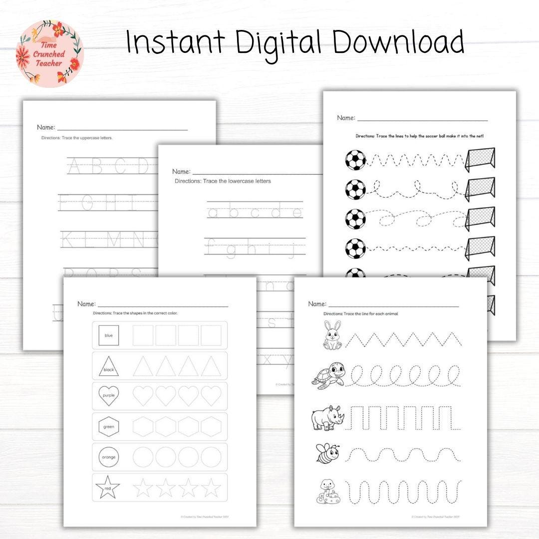 Preschool Tracing Skills Worksheets | Fine Motor & Pre-Writing Practice for Kids | Printable PDF | Preschool Handwriting Worksheets