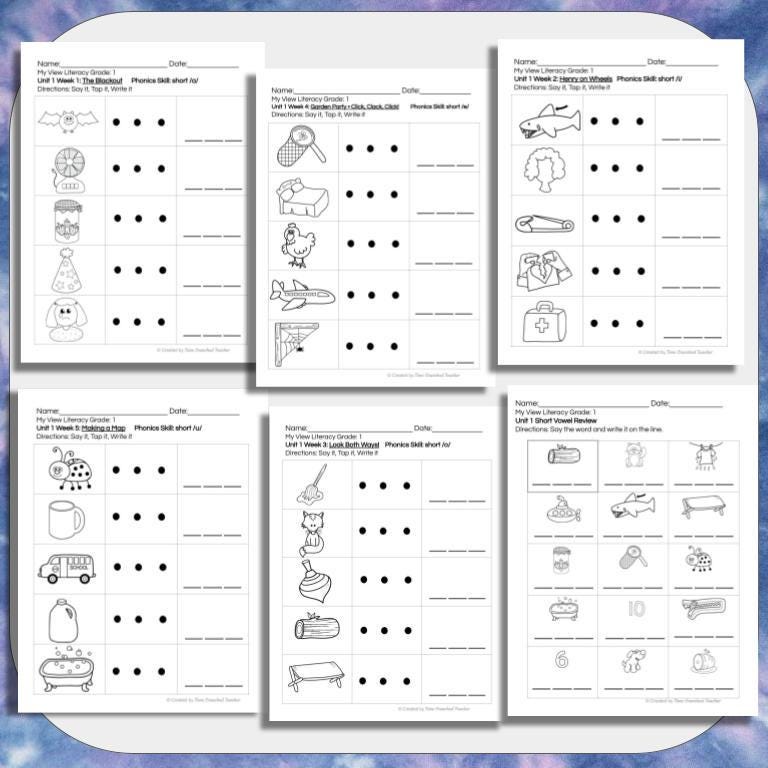 CVC Word Practice Packet | 1st Grade Short Vowel Worksheets | Say It Tap It Write It | Phonics Literacy Center Activities | ELA Worksheets