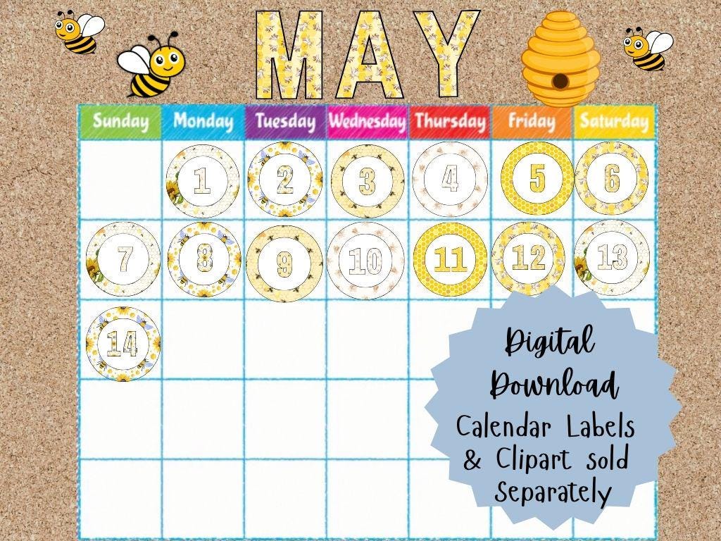 Bumble Bee Themed Calendar Numbers | Numbers 1-31 | Calendar Math | Bee Themed Classroom decor | Bee and Honey Themed Classroom
