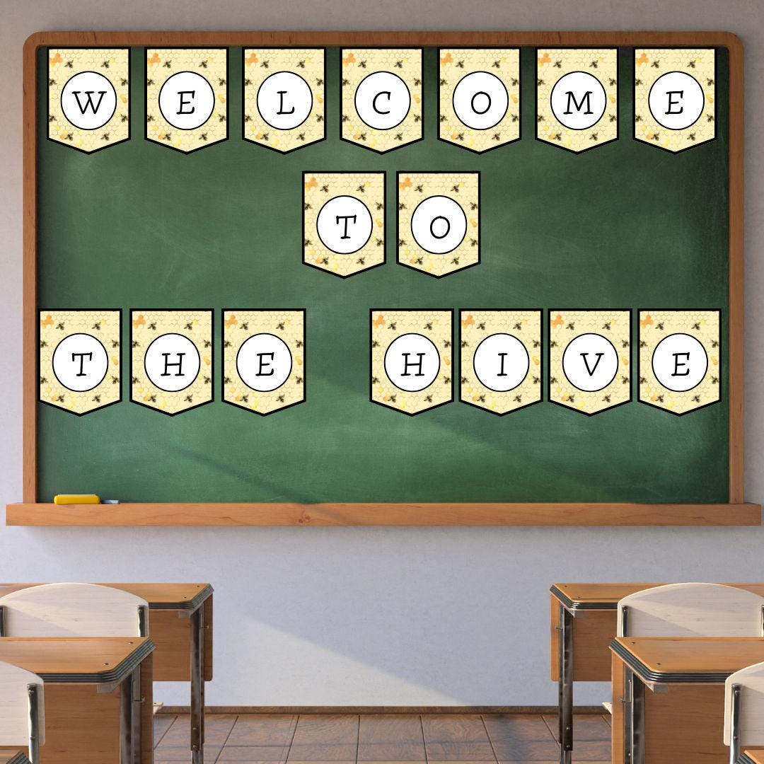 Bee Themed “Welcome to the Hive” Banner | Printable Classroom Banner | Back to School | Honeycomb Themed | Printable Bulletin Board Decor