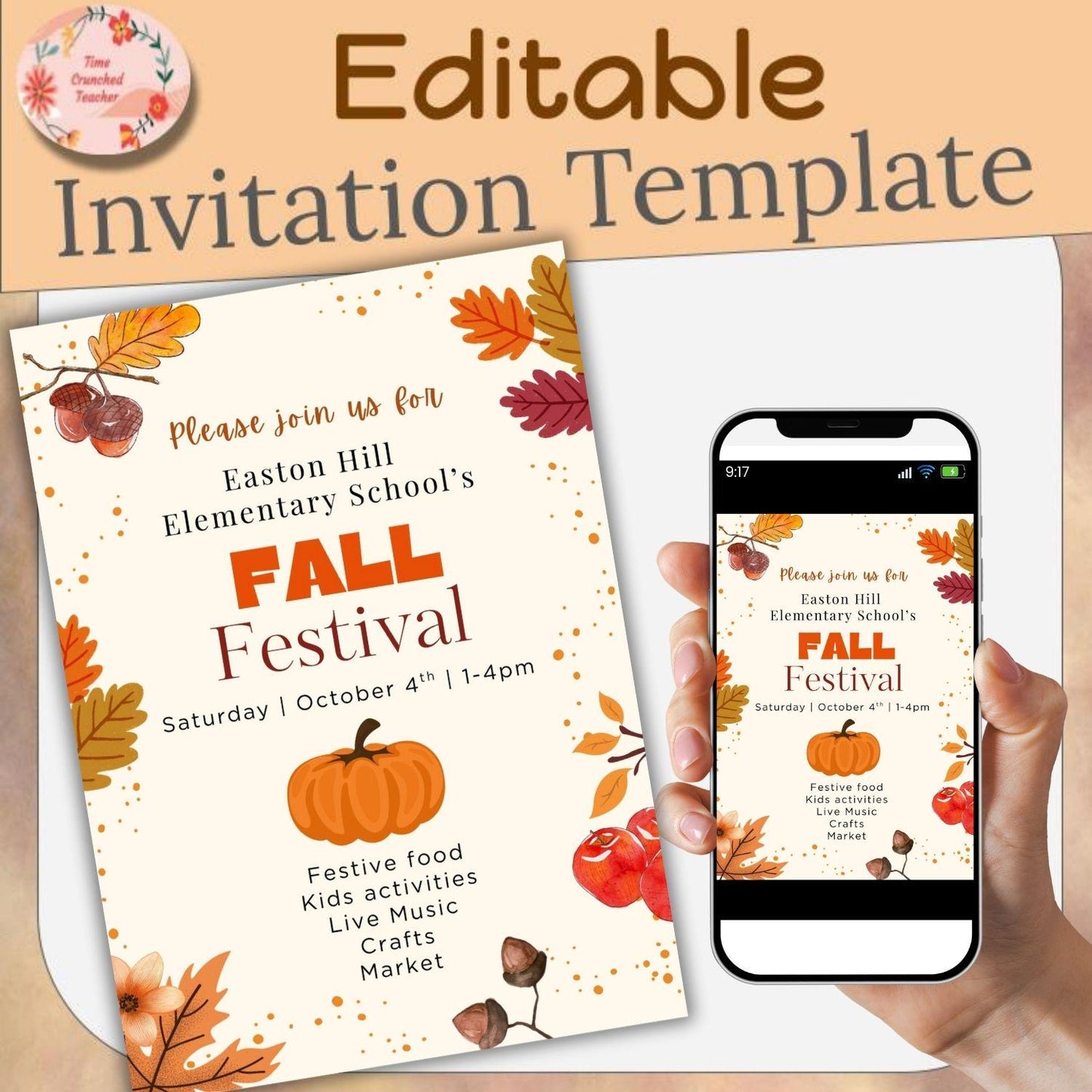 Printable Fall Festival Invitation | School Fall Festival | Editable Fall Invitation | Printable Invitation | Canva Template | Fall Poster