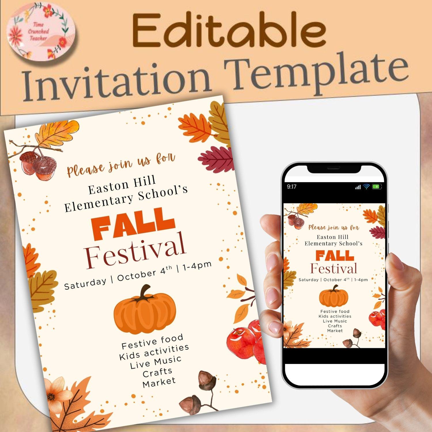 Printable Fall Festival Invitation | School Fall Festival | Editable Fall Invitation | Printable Invitation | Canva Template | Fall Poster