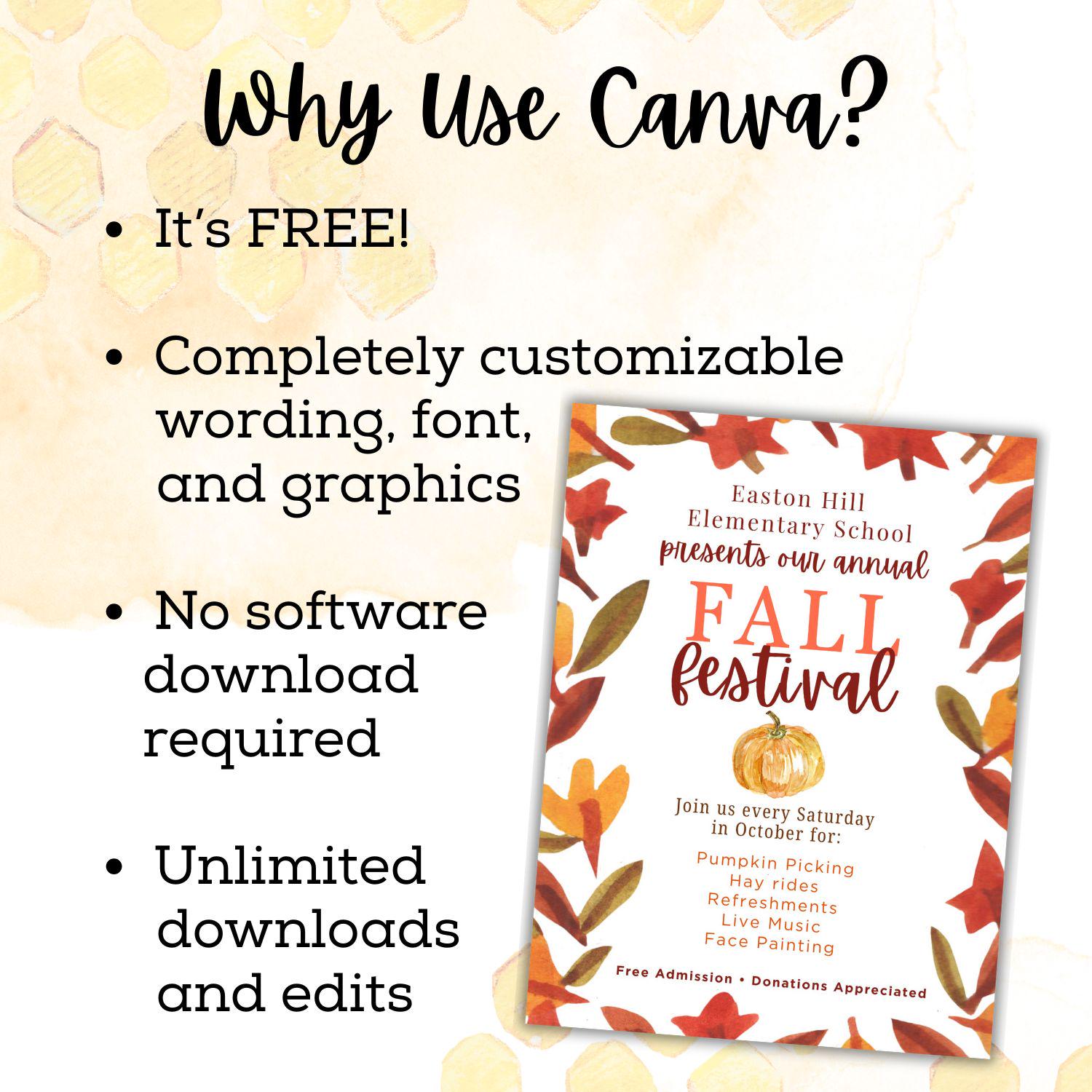 Fall Festival Invitation Template | Editable Canva Flyer | Autumn Event, School Carnival, Church or Community Fundraiser Printable