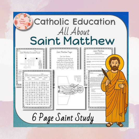 Printable Catholic School Saint Matthew Unit | Saint Study | Digital Download | Sunday School Craft | Catholic Craft