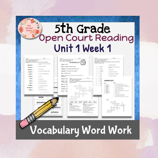 Open Court Reading | 5th Grade Open Court Reading | Open Court Reading 5th Grade Vocabulary | Open Court Reading Unit 1 Week 1 Vocabulary